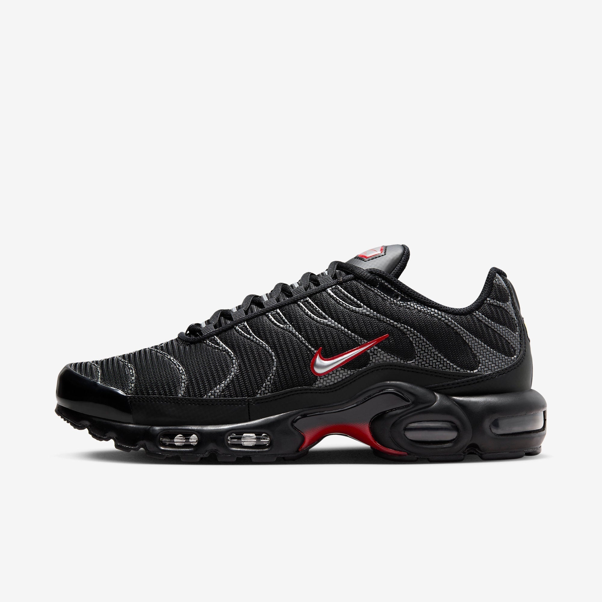 Nike Air Max Plus Black University Red Metallic Silver