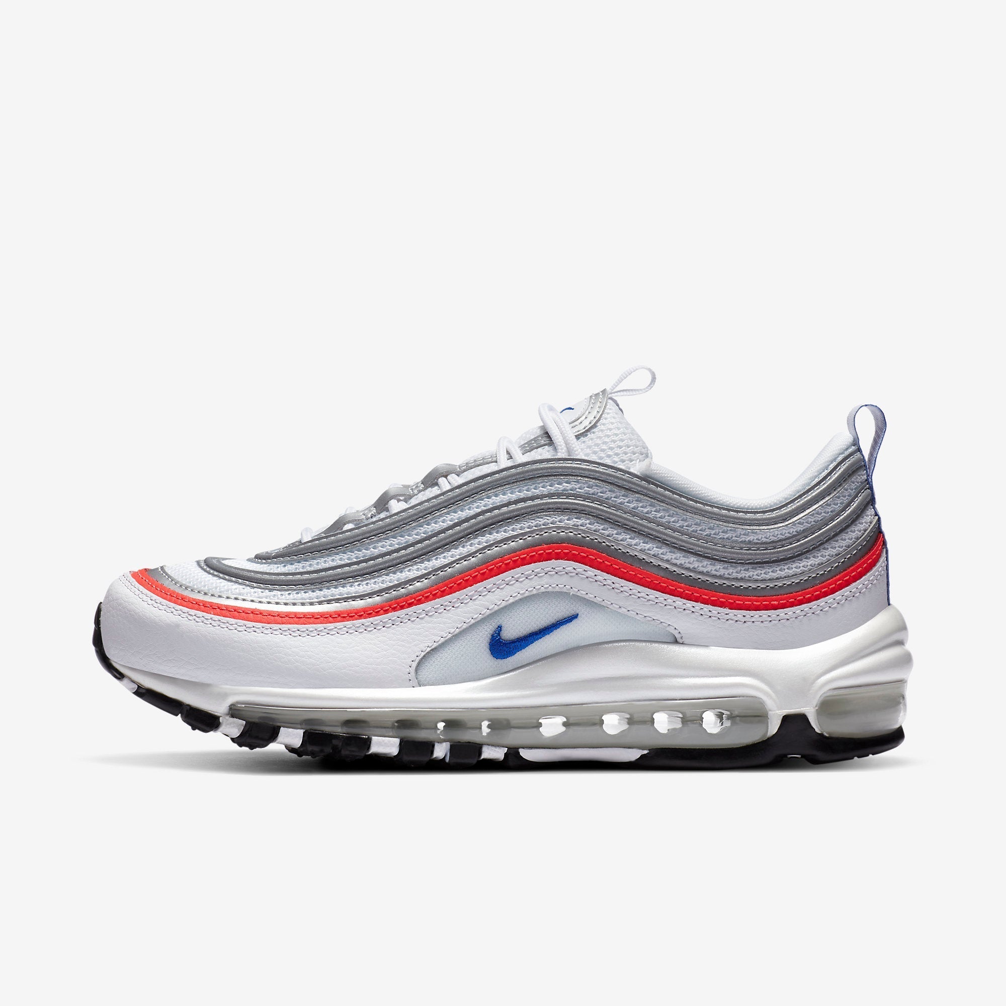 Nike Air Max 97 Metallic Silver Flash Crimson Racer Blue