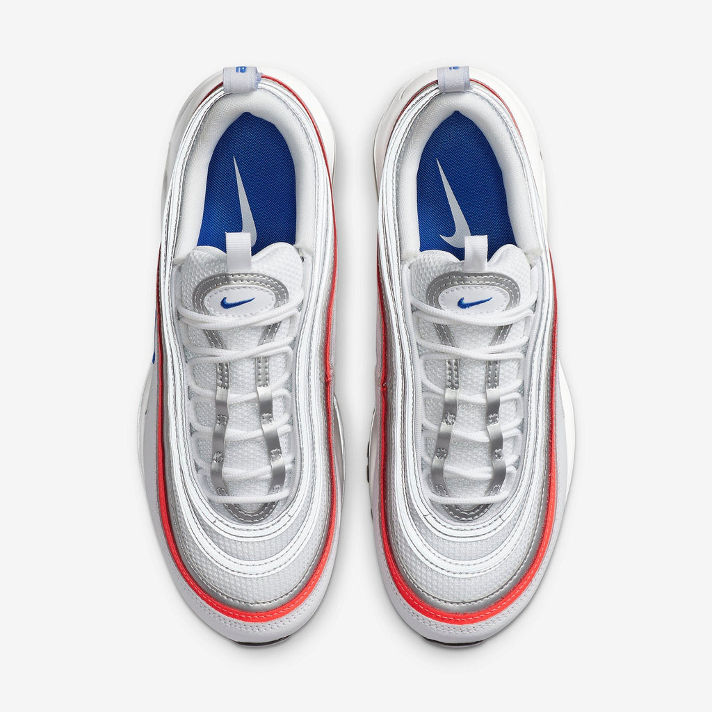 Nike Air Max 97 Metallic Silver Flash Crimson Racer Blue